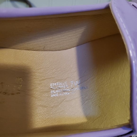 Lolita Patent Leather Flats Bow Toes Lilac Lavender Pasel Purple Shoes 7W wide - Picture 8 of 9